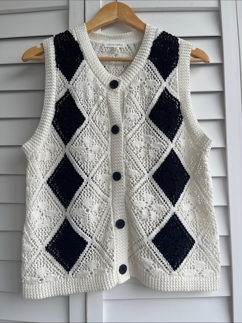 Adyson Parker Crochet Argyle Sweater Vest – NWT – Size L - Picture 2 of 12